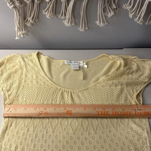 VTG Forever 21 Yellow silk Cottagecore Y2K Blouse‎ Juniors SZ MED Fairy Coquette - Picture 7 of 9